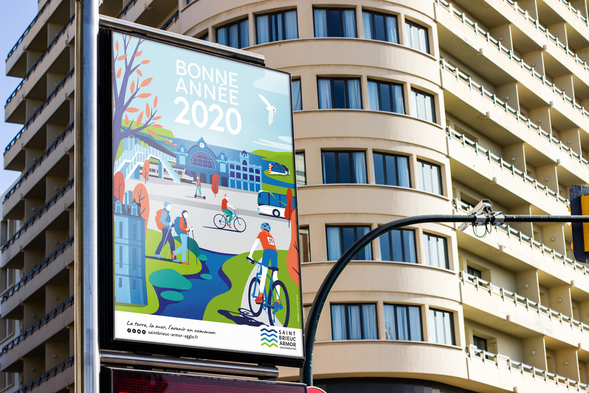 Illustration-affiche-Saint-Brieuc-agglomération-voeux-2020-coqueliko-roudenn-boutik-lannion