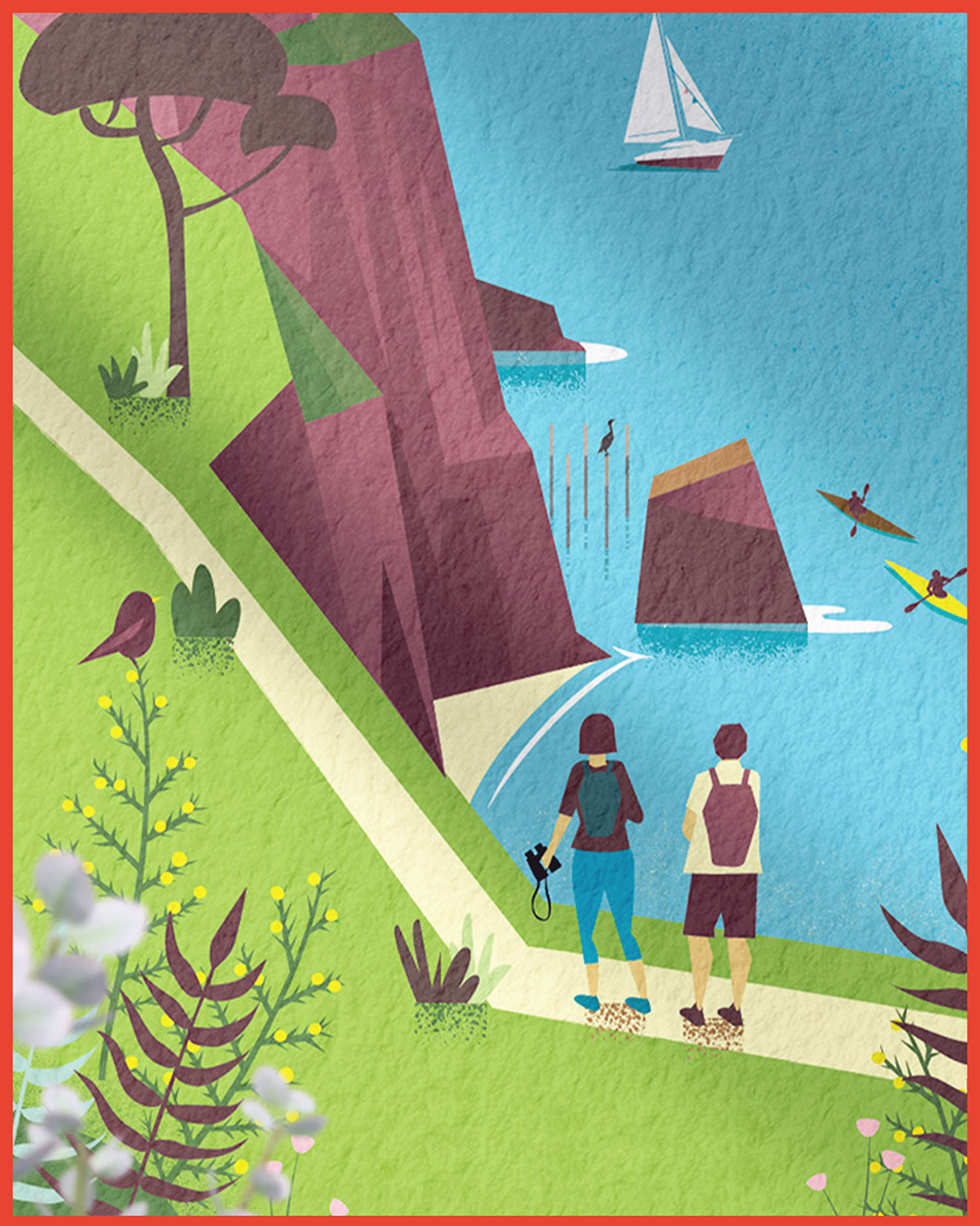 Illustration-nature-carte-touristique-Coqueliko-Lannion