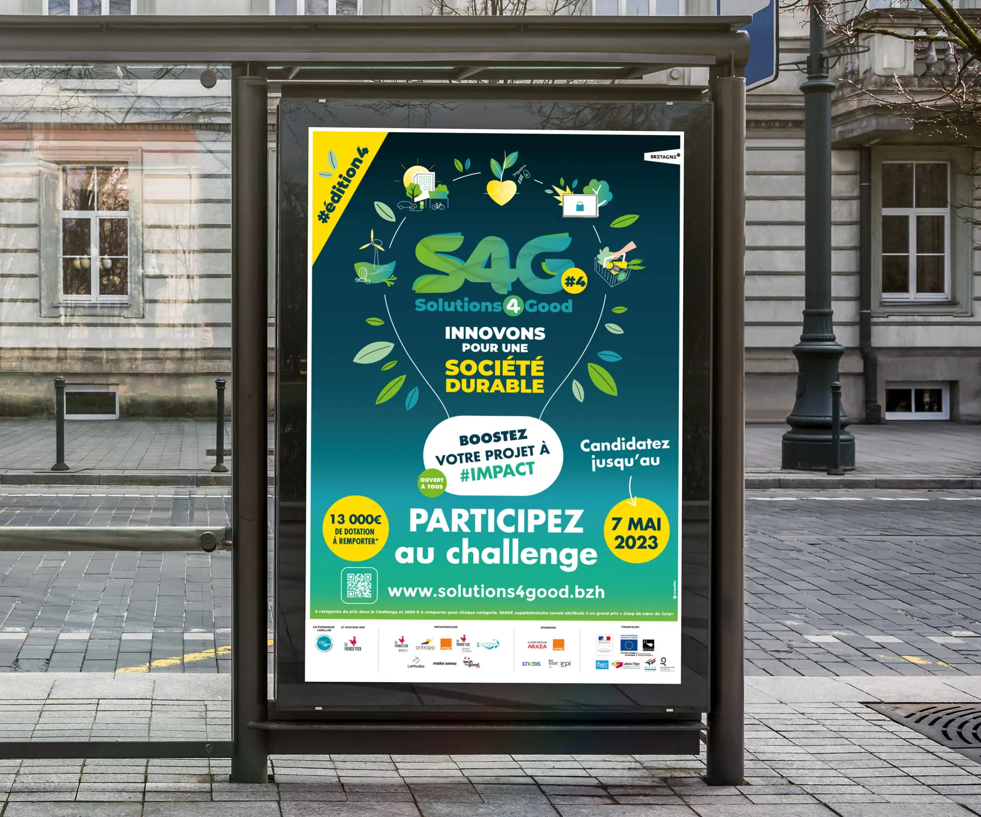 Affiche evenementiel pour solutions 4 good de la french tech par Coqueliko