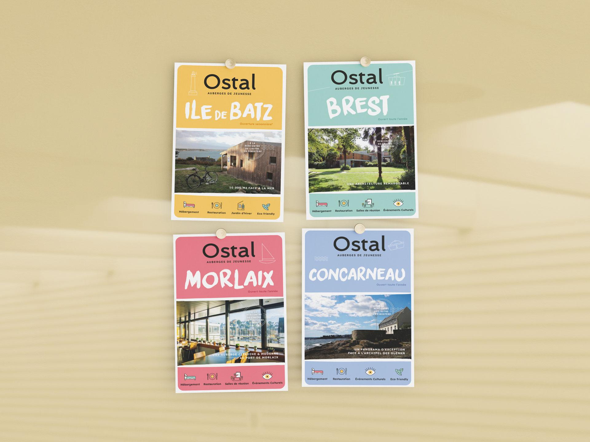 Brochures dépliants Ostal auberge de jeunesse Coqueliko Lannion