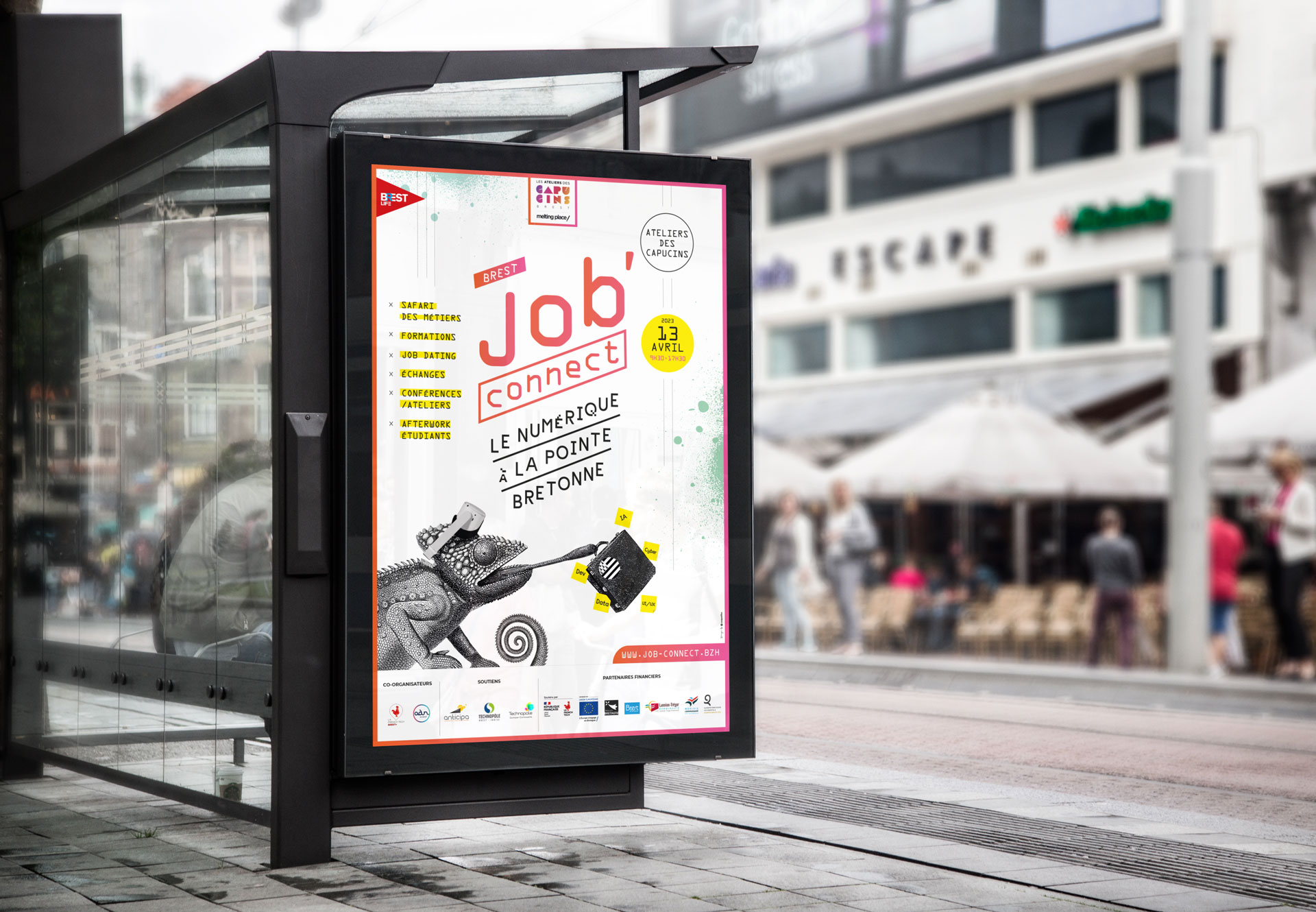 Affiche communication événementielle Job Connect FrechTech Coqueliko Lannion