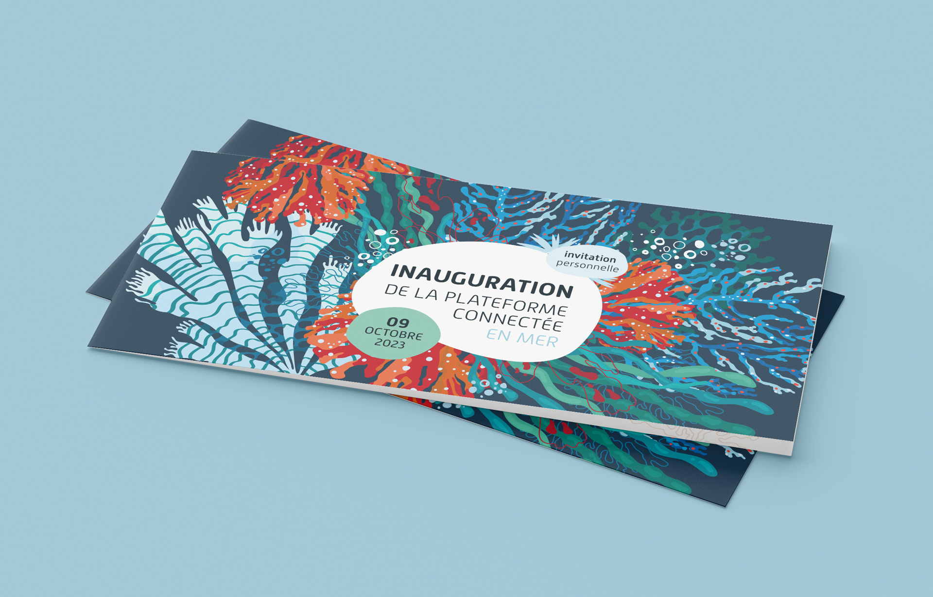 Carte d'invitation à une inauguration du CEVA par Coqueliko