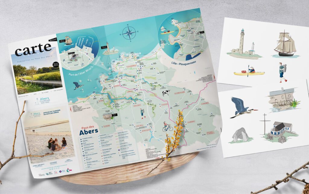 Carte touristique et illustration du Pays des Abers Office de tourisme
