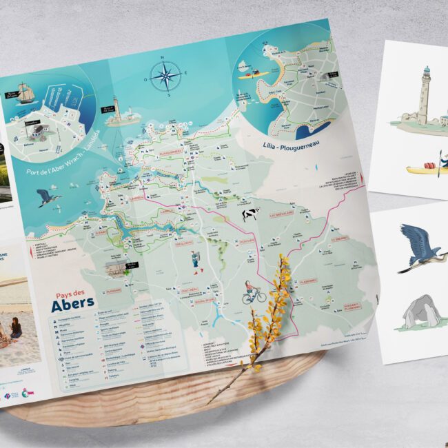 Carte touristique et illustration du Pays des Abers Office de tourisme