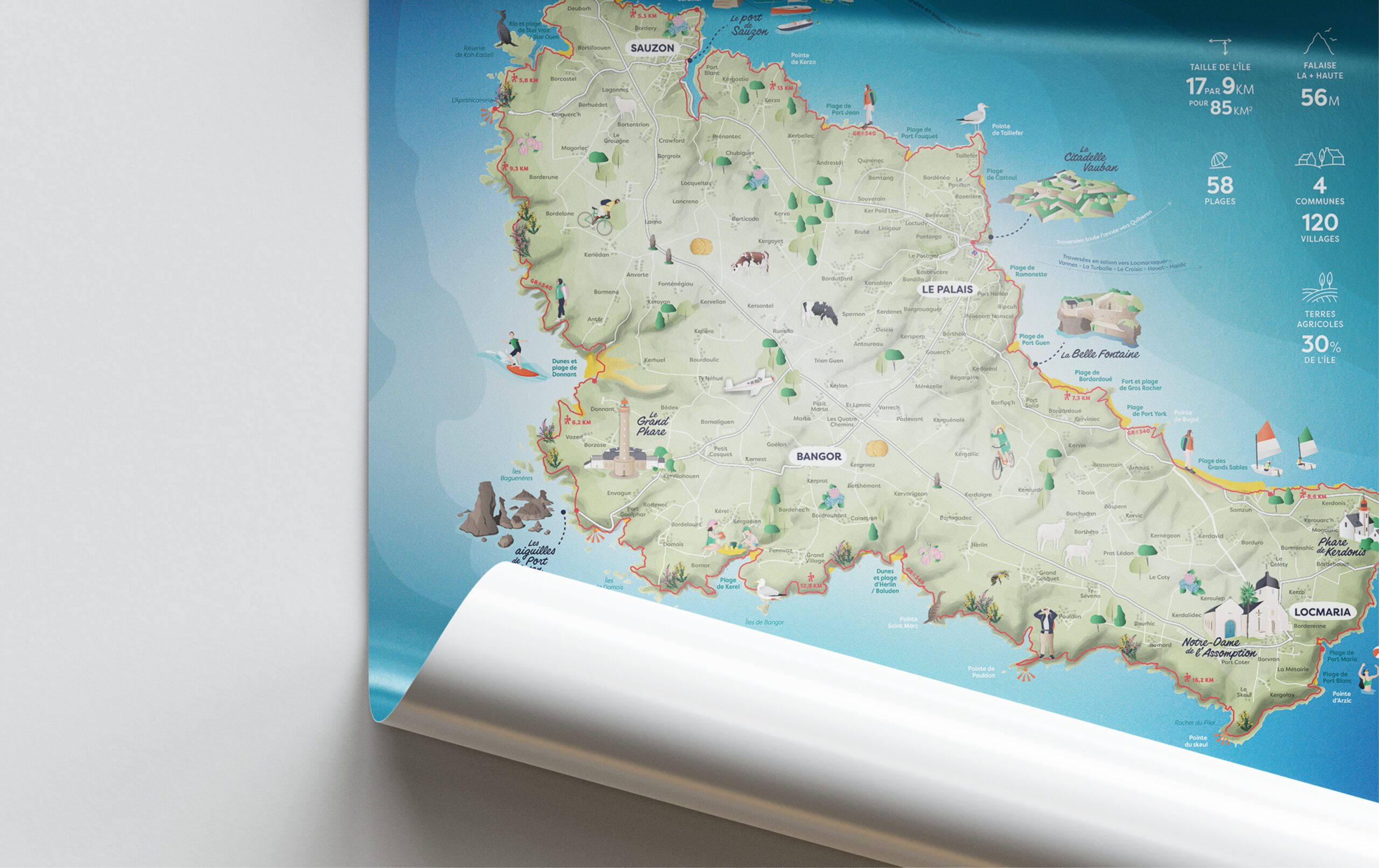 Création de la carte touristique murale Office de Tourisme Belle-Île-en-Mer Morbihan