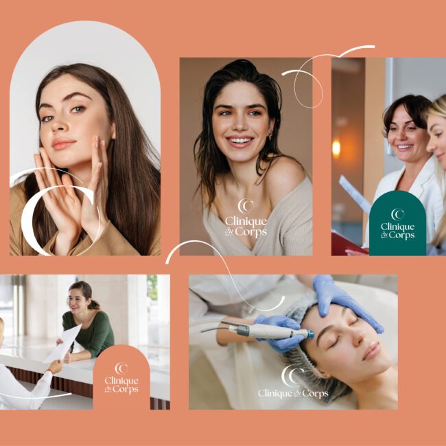 Conception de la charte graphique complète pour la Clinique du Corps, design professionnel