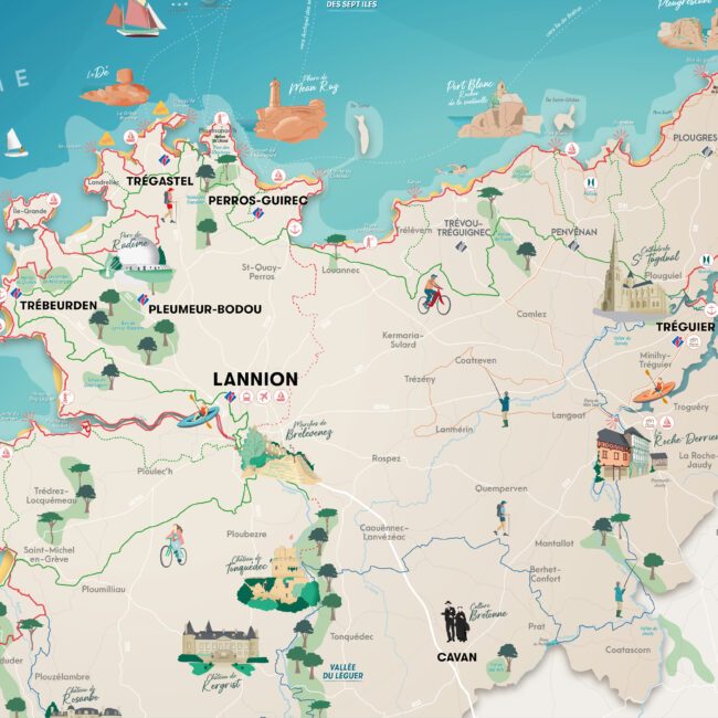 Cartographie Trégor sur la carte touristique OTCGR Côtes d'Armor