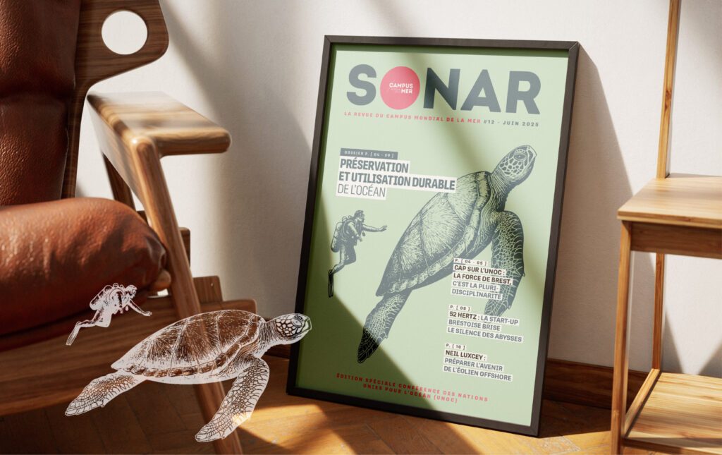 Photographie intégrée au Magazine Sonar illustrant l'action des sauveteurs en mer