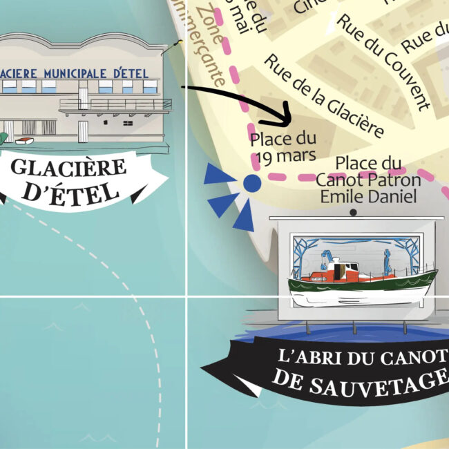 Mise en page des points d'intérêt et de l'index de la carte communale d'Étel