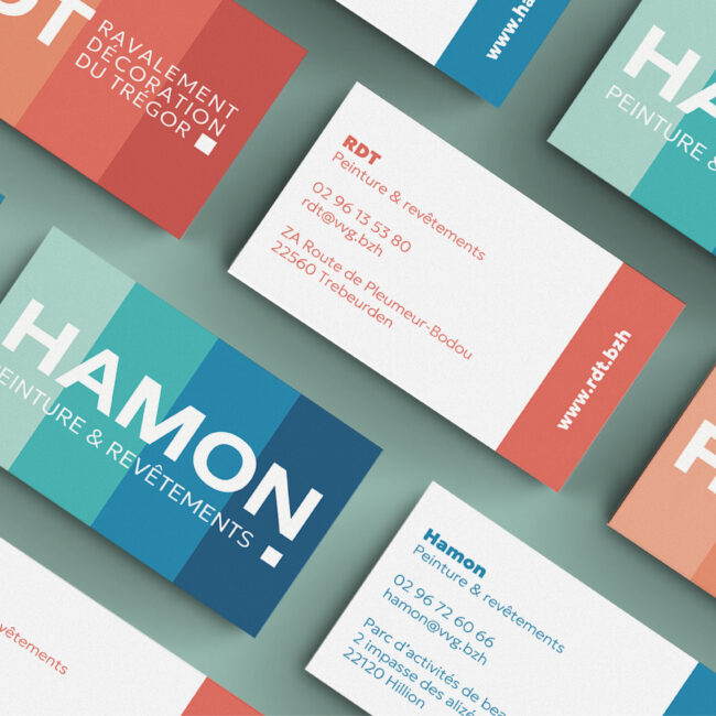 Impression de la papeterie et des cartes de visite Hamon RDT respectant la charte